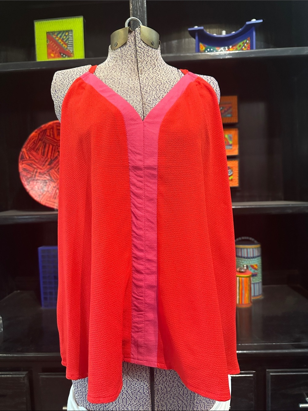 Amazon Red and Pink V-Neck Halter Back Camisole Top
